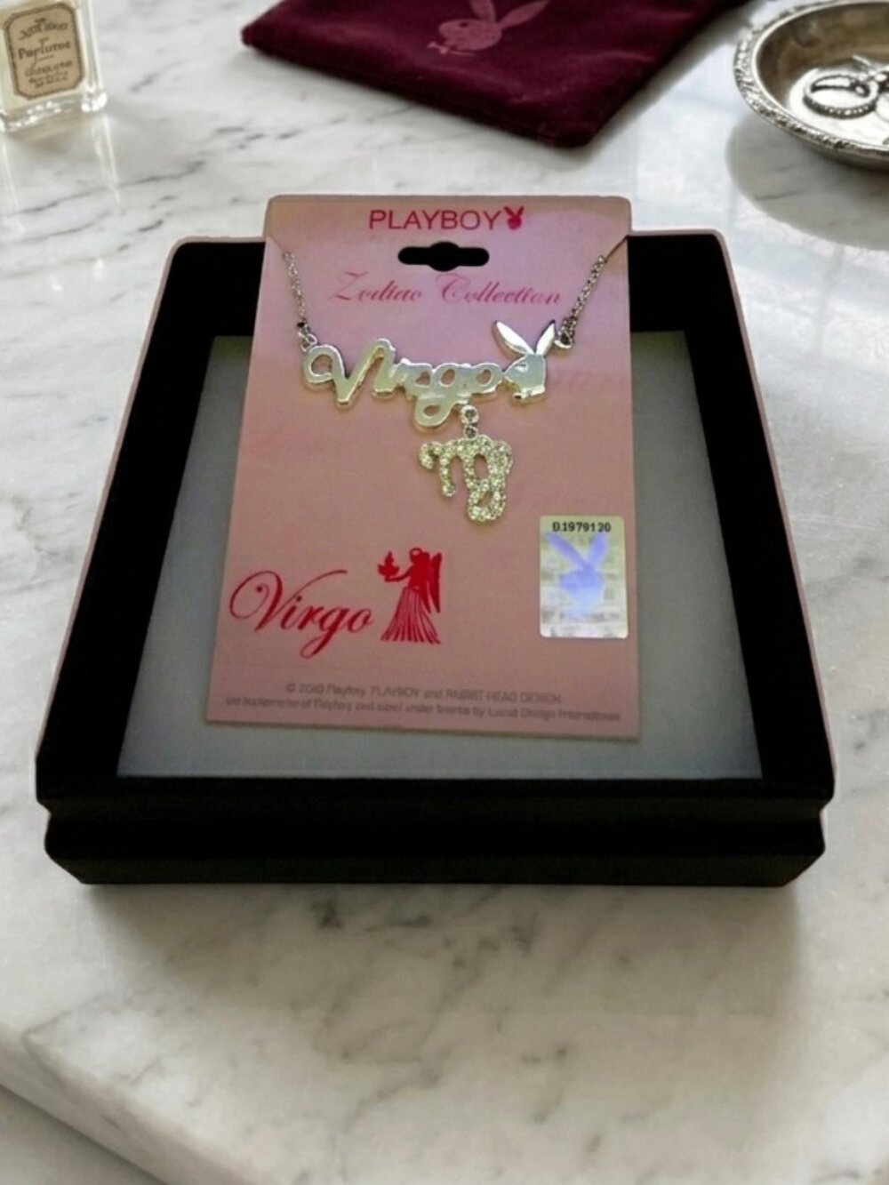 Playboy Zodiac Collection Virgo Necklace - Silver Bunny Pendant NWT